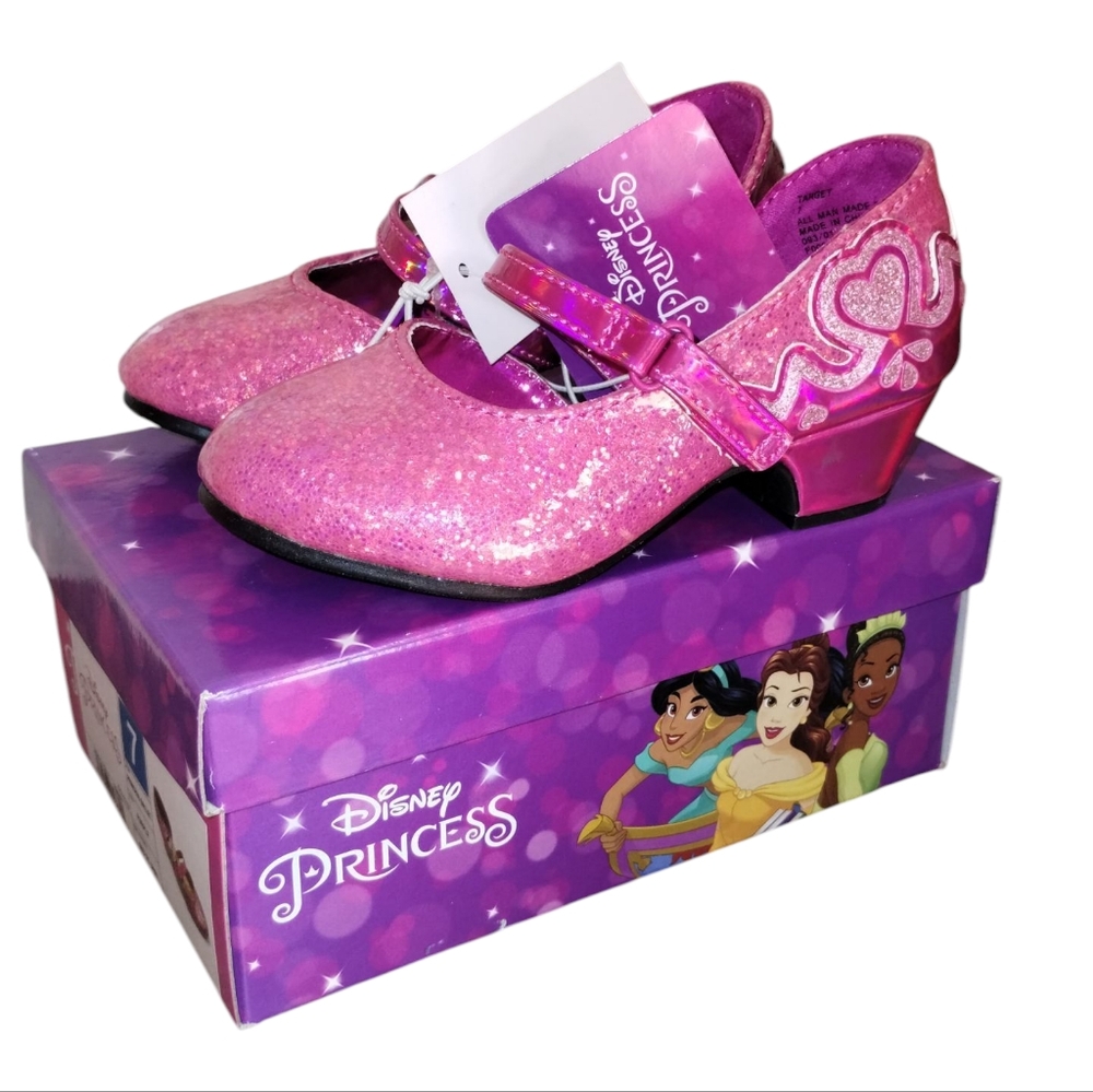 Disney Princess Pink Glitter Shoes Size 7 Brand New In Box - Picture 5 of 7